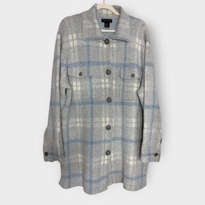 Rachel Zoe Soft Plaid Blue & Grey Sweater/Jacket